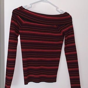 Off the shoulder striped sweater